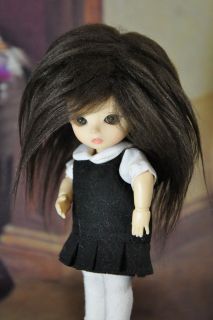 Dark brown faux fur wig for Pocket Fairy DIM Baby Hujoo Dollfie BJD 