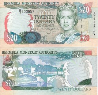BERMUDA $2 Dollars Banknote World Money Currency BILL Caribbean Note 
