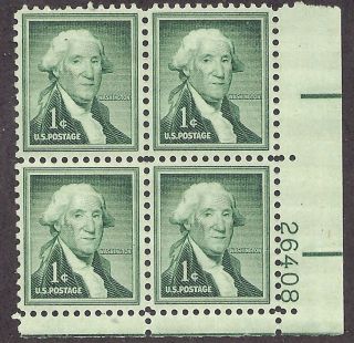 1031 Plate block 1cent George Washington Liberty series definitives 