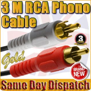 3M Twin 2 x RCA Composite Audio Jack Plug Cable For TV DVD CD 