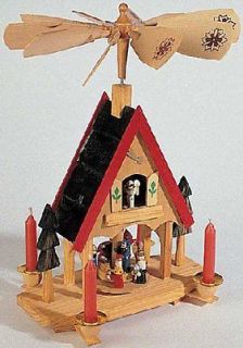 12 inch wooden alpine house carousel christmas pyramid time left