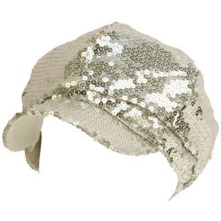  Shiny Flashy Dance Party Newsboy Cabby Hat Ball Cap Silver 56cm S
