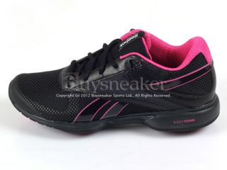Reebok Easytone Reenew II Black/Pink Moving Air Walking Fitness Shoes 