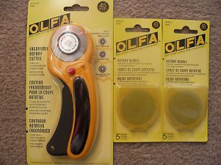 OLFA Quilting Craft Sewing 45mm DELUXE rotary cutter + 10 Blades NEW 