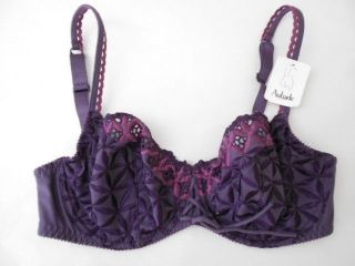 NWT Aubade Bahia purple embroidered half cup underwired bra 34E
