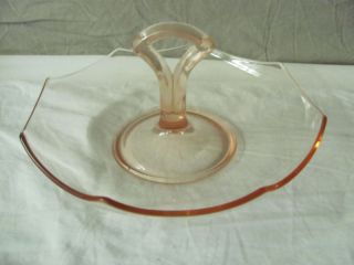 depression glass pink candy dish w handle 9 5 octagon