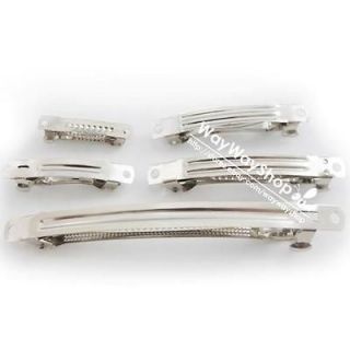  25 50 100 pcs 40mm 1 9/12 French Barrette Hair Clips bow prong Silver
