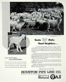 1947 Ad Goats Houston Pipe Line Houston Oil Texas Animals Natural Gas 