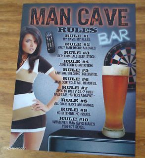 Newly listed *USA METAL SIGN Man cave rules girl garage shop bar game 