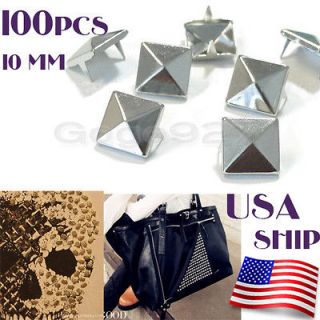 Newly listed 100pcs DIY 10mm Silver Pyramid Rivet Metal Studs Spots 