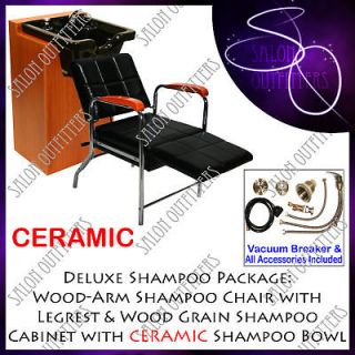   Ceramic Shampoo Bowl Cabinet & Chair Leg Rest Beauty Salon Equipment