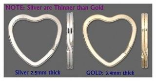 10 KEY RINGS ~ HEART Shape 32mm Split Ring ~ 5 SILVER + 5 GOLD ~Sturdy 