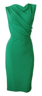 Emerald Green Stretch Twist Front Shift Dress Farrah Size 16 New