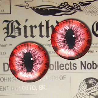 Red Dragon Cat Eye 1 Inch Glass Taxidermy Craft Doll Eyeballs 