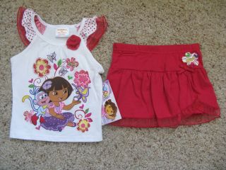 Infant Girls Scooter Skirt Set   Dora   Red/White   Size 18M