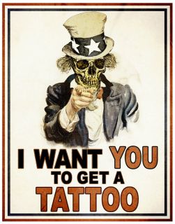 Tattoo Supplies Shop Poster I WANT YOU Laminated 11 x 14 #20193