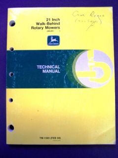 John Deere 21 Inch Walk Behind Rotary Mowers Technical Manual