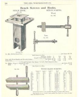 1902 antique wood working bench screws clamp catalog ad time