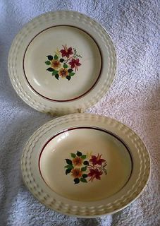   Pair of Lovely Adams Titian Ware Royal Ivory Handpainted Low Bowls