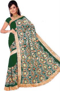   Bollywood Sequin Embroidery Sari Saree Costume Boho danse du ventre