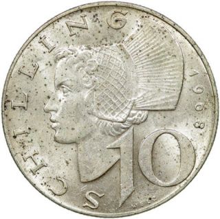 1968 republik osterreich 10 shilling unc time left $ 10