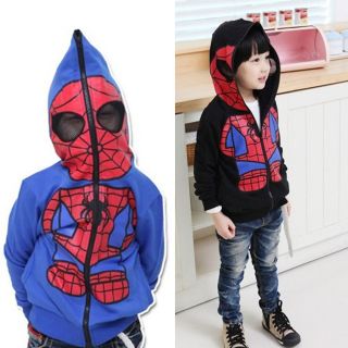 Boys Spiderman Coat Kids Full Zip Hoodie Jacket Sweatshirt Mask Size 3 