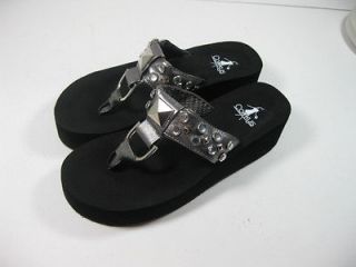 CORKYS footwear womans SHOES Ring Pewter Clear Stones FLIP FLOP SANDAL 