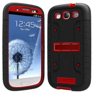 Black Red Duo Armor Cover Case Kickstand for Samsung Galaxy S III 3 