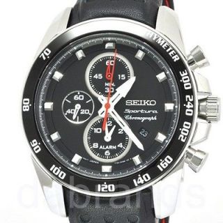 New Seiko Mens Sportura Chronograph With Alarm WR100M Watch SNAE69 