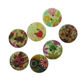 Wood Color Sewing Cloth Button Charms jewelry accessory multi patterms 