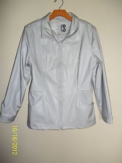 womens light gray vinyl raincoat vinyl CS Signature medium jacket 
