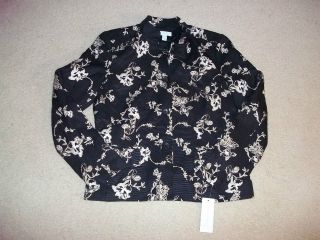 CHARTER CLUB Womens NEW Black Casablanca Floral SILK Blazer Jacket   4 