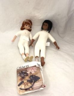 Dolls One White, One African American Black Cloth Body + Clothes 