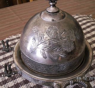   MERIDEN B QUADRUPLE numbered SILVER PLATE COVERED SERVING BUTTER DISH