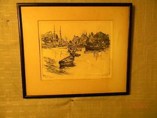   LIONEL BARRYMORE SIGNED ETCHING 1940s SAN PEDRO Tailo  Crome