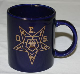   Blue Eastern Star OES Gold Emblematic Emblem Ceramic Mug Sand Dollar