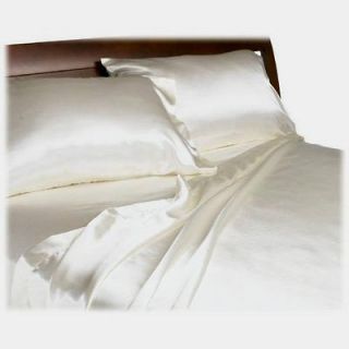 LUXURY QUEEN IVORY SILK~Y CHARMEUSE SATIN BED SHEETS+PILLOWCASES DEEP 