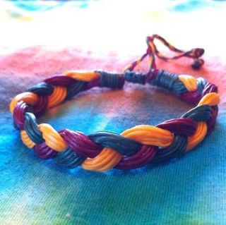 Handmade RASTA JAMAICAN REGGAE Waxed Cord Bracelet Anklet Hippie Peace 