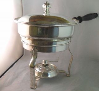 Vintage SHEFFIELD CHAFING DISH, BURNER AND LID   SILVERPLATE
