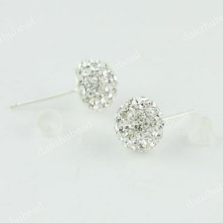Pair Swarovski Crystal 925 Sterling Silver Stud Earrings Has 
