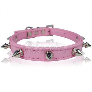 11 14 Pink Leather Spiked Dog Collar Small S Spikes Fashion Collar