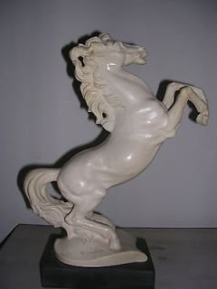 SUPERB RARE MARBLE SCULPTURE OF A REARING HORSE BY A. SANTINI .
