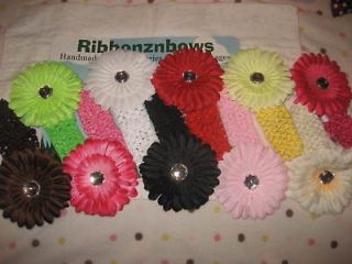 spring gerber daisy flowers crochet headbands time left $