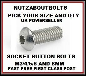   8mm A2 stainless steel socket button/dome head allen bolts/screws
