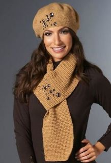 Curations~Knit Beret & Scarf Set with Faceted Stones~140 967~Choice of 
