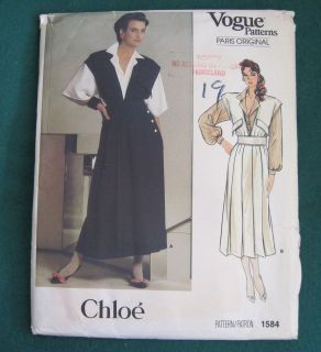 Vogue 1584   CHLOE   Paris Original Misses Jumper & Blouse Size 8 