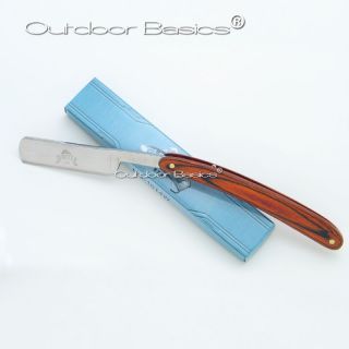 barbers straight razor shaving knife folding pakkawood 
