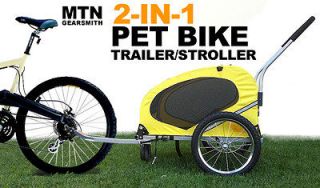   2in1 Deluxe Double Pet Bike Bicycle Trailer Dog Stroller Cat Carrier