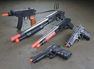 Lot 5 Airsoft Spring Guns Shotguns Uzi Beretta Pistols Toy Combo Set w 