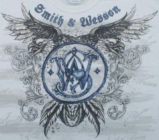 smith wesson logo t shirt 2 headed eagle white new